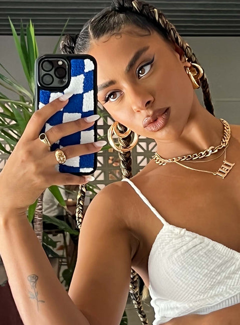 iPhone case Princess Polly Exclusive 50% plastic 50% polyester Faux fur material Check print  Rubber edges 