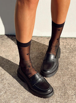 Stocking socks 100% nylon Sheer mesh material Delicate material - wear with care  Heart print  Knee high  Good stretch  OSFM