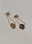 Earrings Stuf fastening Diamante detail Drop down charm  Flower pendant
