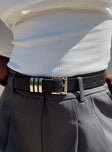 Belt Faux leather material Silver-toned hardware