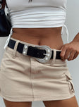 Belt Faux leather material  Over sized buckle Rhinestone detail 