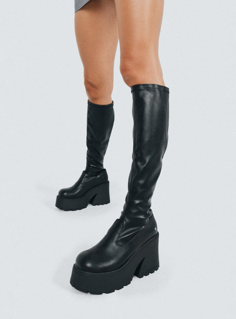 Sawyer Knee High Boots | Shoe US 8 | Black | Womens | Princess Polly