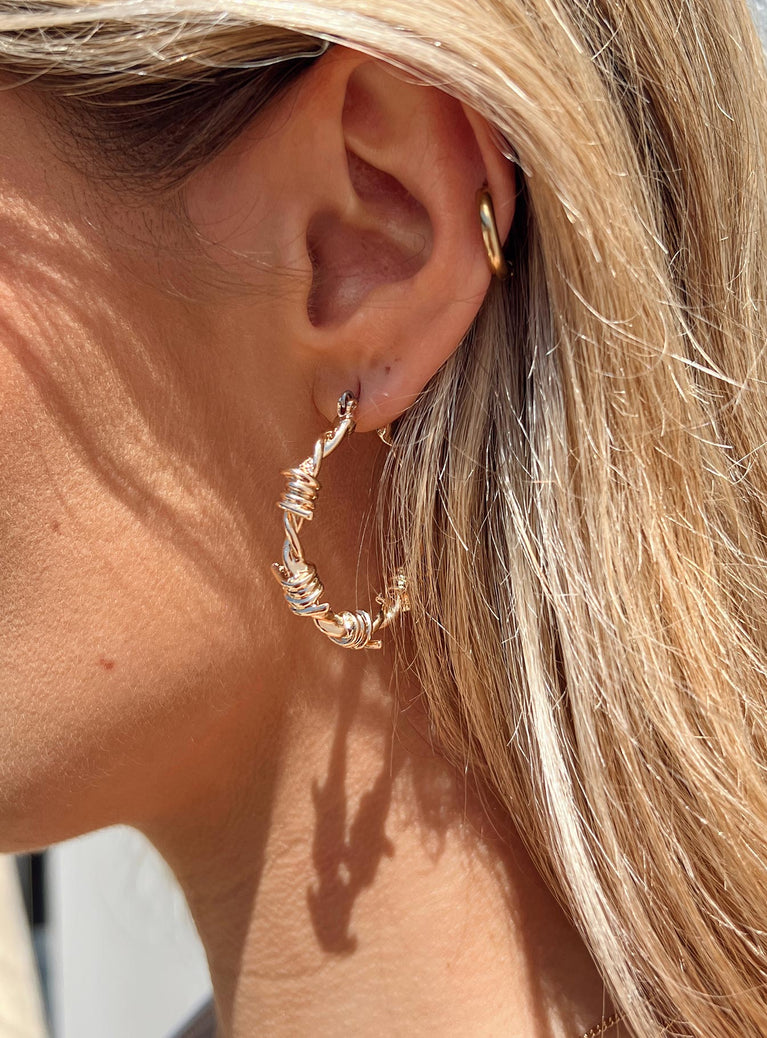 Earrings Hoop style Gold-toned Stud fastening