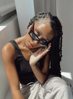 Sunglasses Rectangle frame  Blue tinted lenses  Moulded nose bridge 