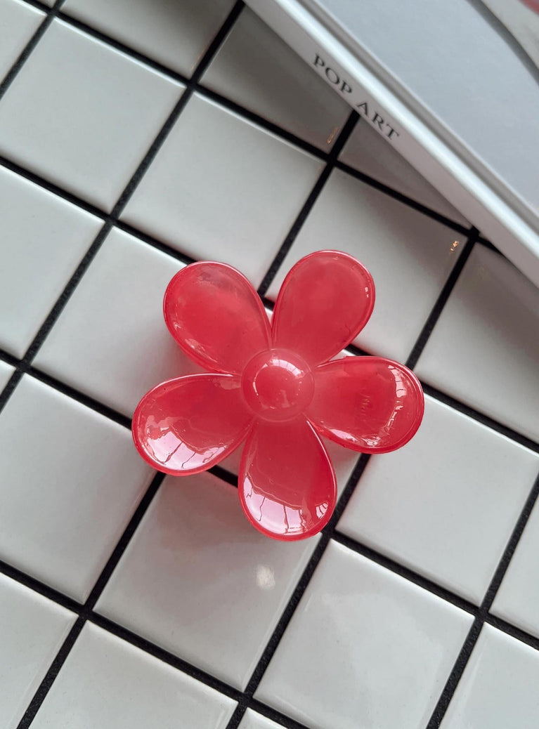 Red hair clip flower shape Transparent design  Lightweight 