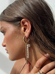 Earrings Gold toned Hoop design Stud fastening Pearl and diamante detail
