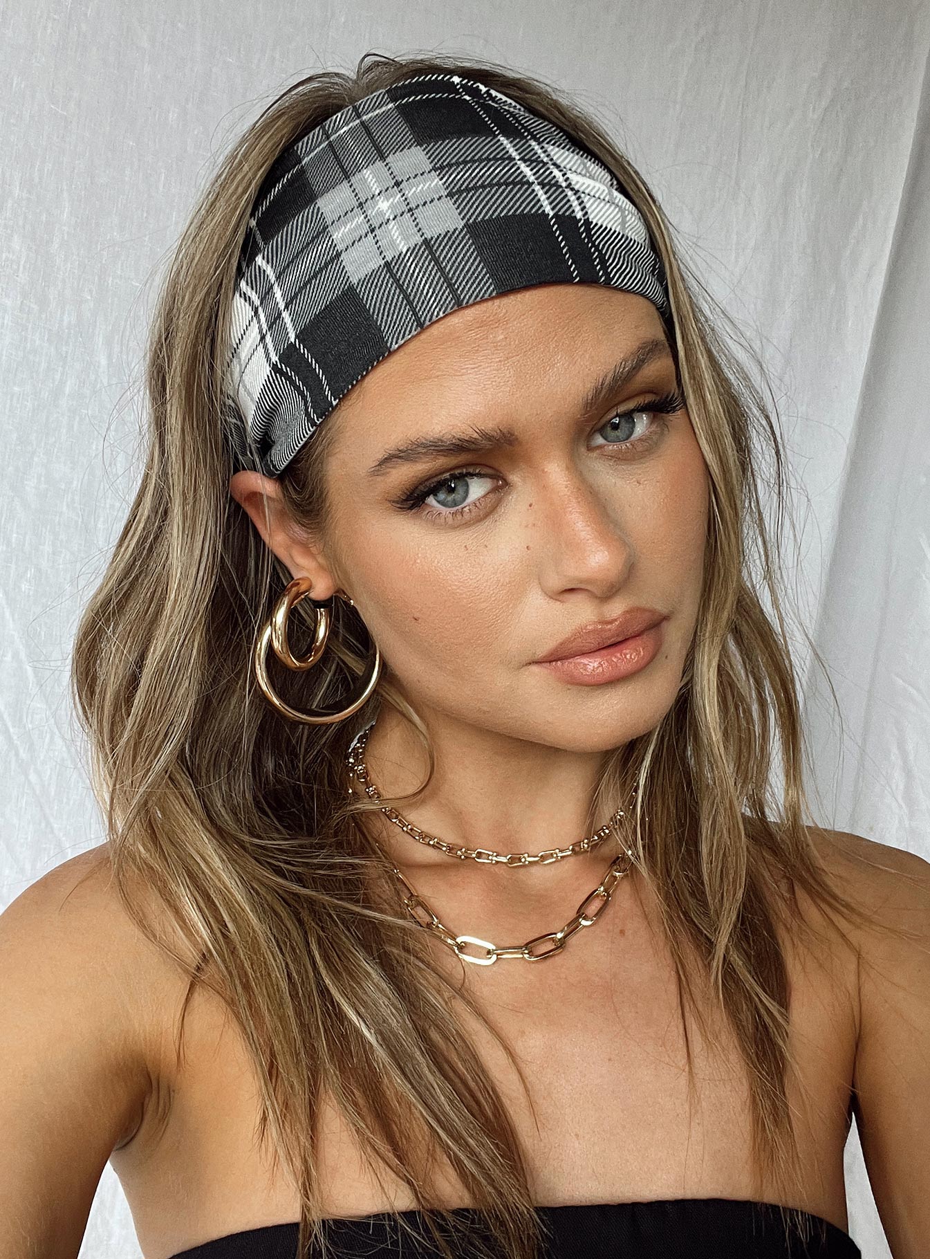 Headband Plaid print Lightweight Good stretch