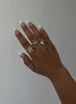 Gold Rings Pack of four  Two signet styles  Two slim bands  Gold-toned 