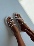Sandals Faux leather material Strappy upper Platform base Square toe