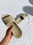 Slides Rubber design  Single wide upper  Platform base  Lightweight 