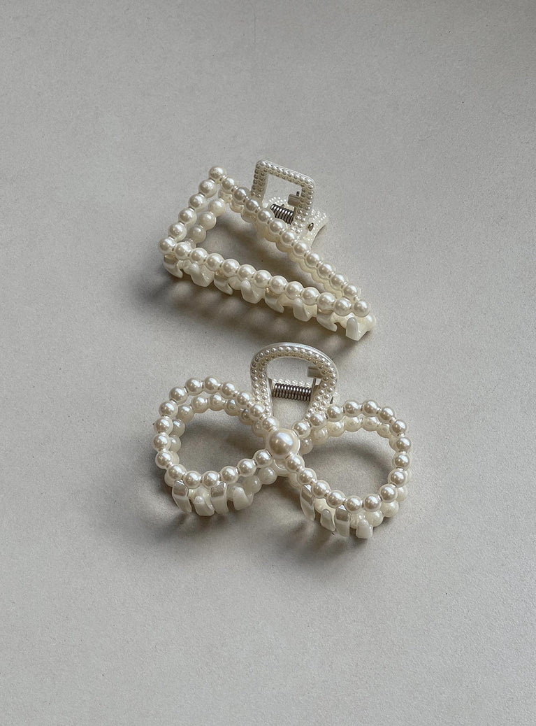 Hair clips Pack of two Pearl detail Claw clip style
