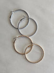 Earring pack Pack of four Silver & gold-toned Hoop style Latch back fastening