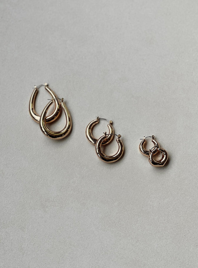 Earrings Pack of three Hoop design Gold-toned Hinged hoop fastening