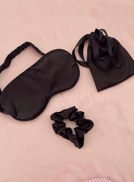 Sleep set Silky material Eye mask & scrunchie Bag with drawstring closure