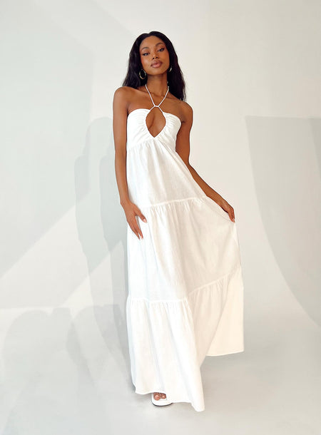 Plain white maxi dress with sleeves hotsell