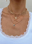 Necklace Three drop charms Gold-toned Lobster clasp fastening