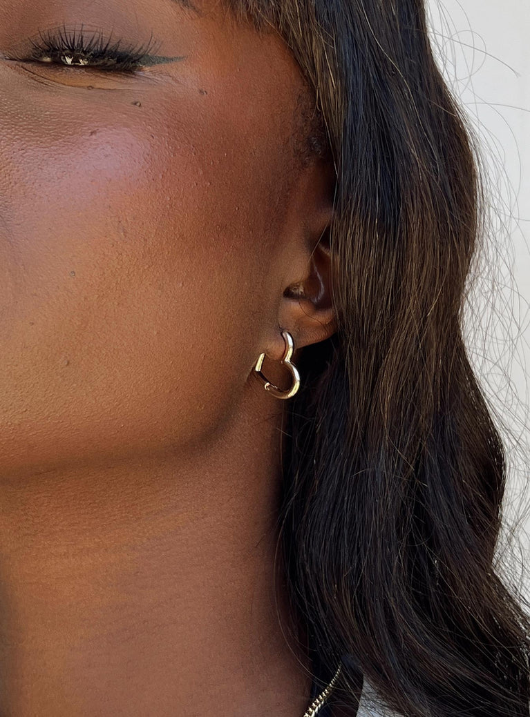 Earrings Gold-toned Heart design Hoop fastening