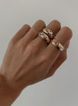 Ring pack 90% recycled zinc 10% glass Pack of six  Gold-toned  Diamante details 