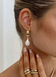 Earrings 18K Gold Plated Chunky style Pearl detail Hinged hoop fastening