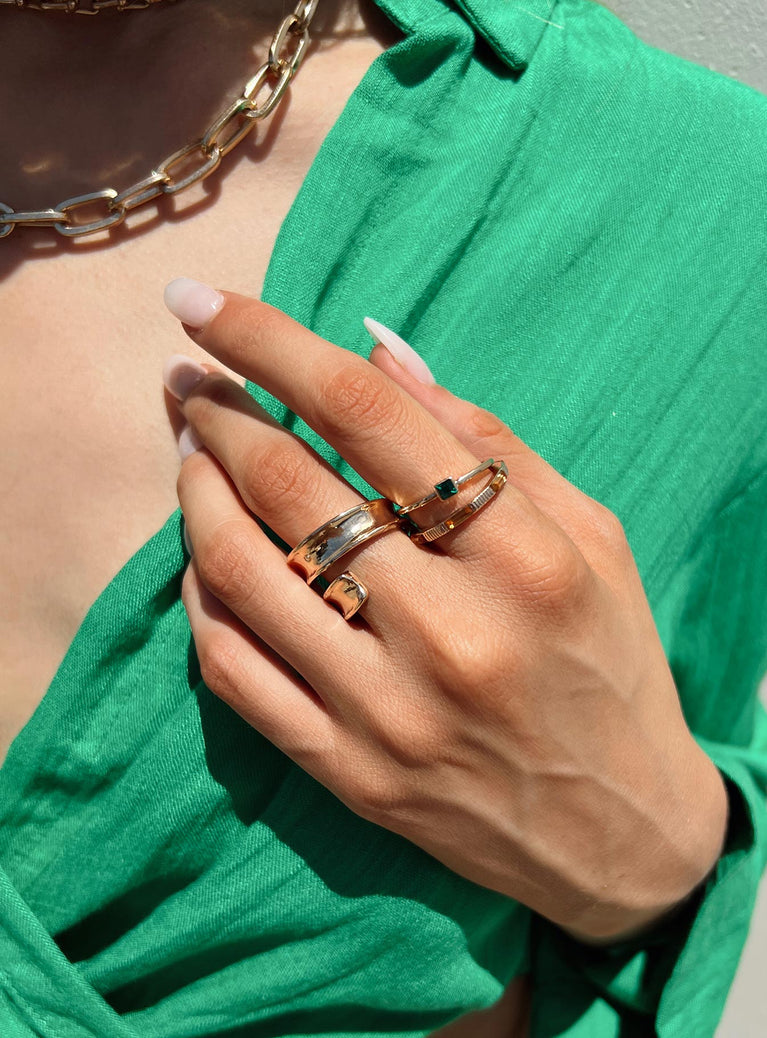 Rings Pack of three Gold toned Gemstone detail Each style differs