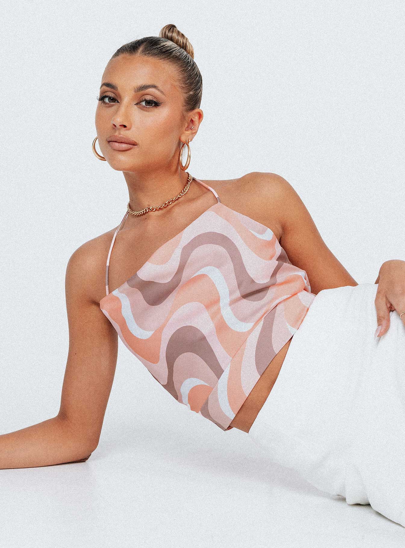 front view of model wearing Princess Polly Schae Top Multi 