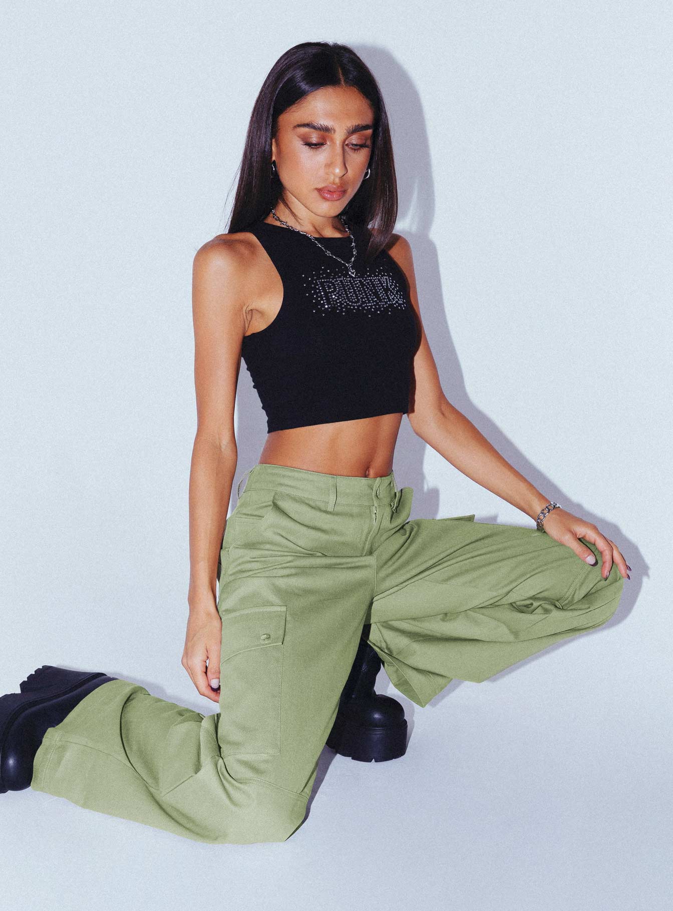 product Princess Polly Low Rise Pants Low Rise Pants Low Rise Pants  Fallout Mid Rise Cargo Pants Green