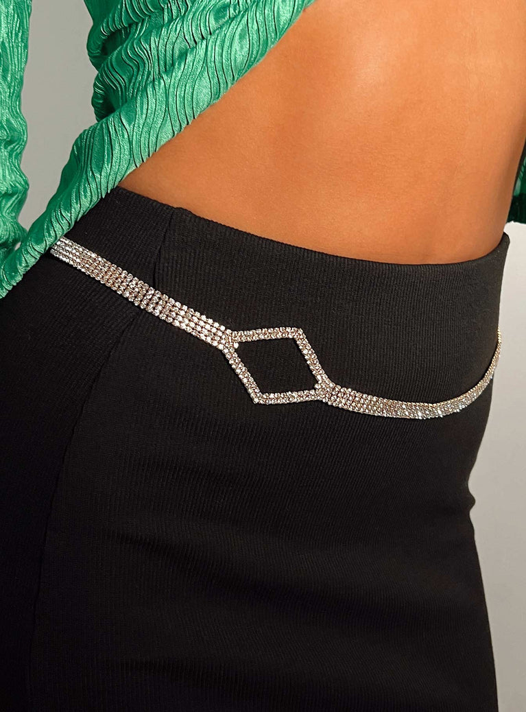 Belt Diamante detail Gold-toned Lobster clasp fastening