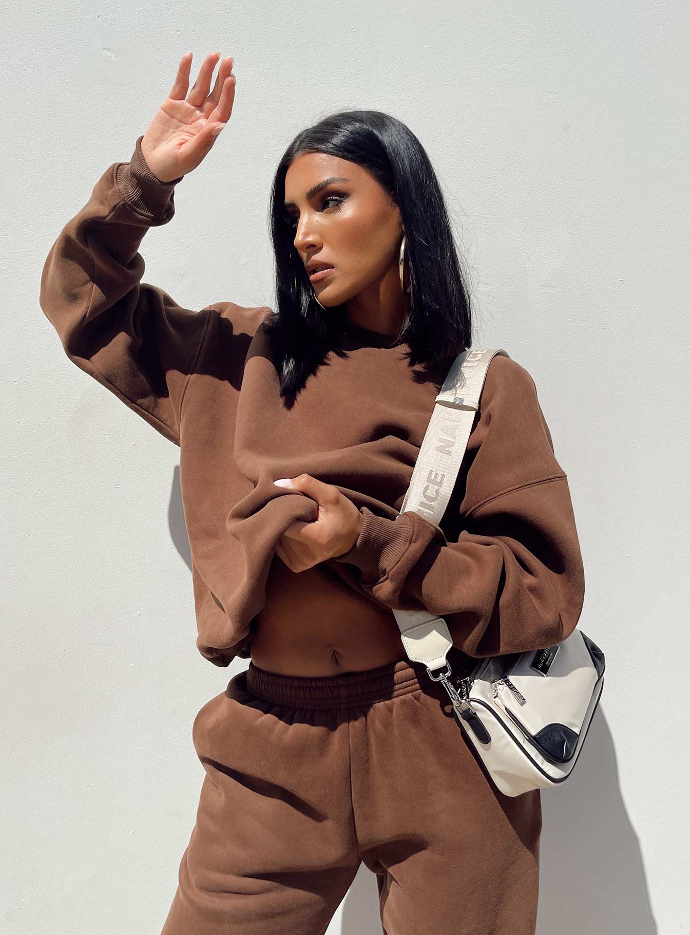 Crewneck  Relaxed fit  Princess Polly Exclusive 55% cotton 45% polyester  Drop shoulder  Good stretch  Soft lining 