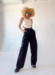 front view of model wearing Princess Polly Leila Pants Black 