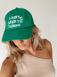 Green dad cap Embroidered graphic Adjustable back strap