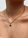 Necklace Gold-toned chain  Gemstone & diamante pendant  Lobster clasp fastening 