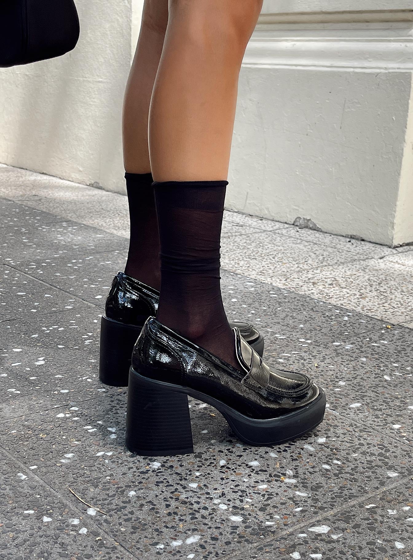 Love in black shimmer strap heels | Street Style Store | SSS