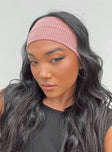 Pink headband Ribbed knit material Thick design Double lined Good stretch 