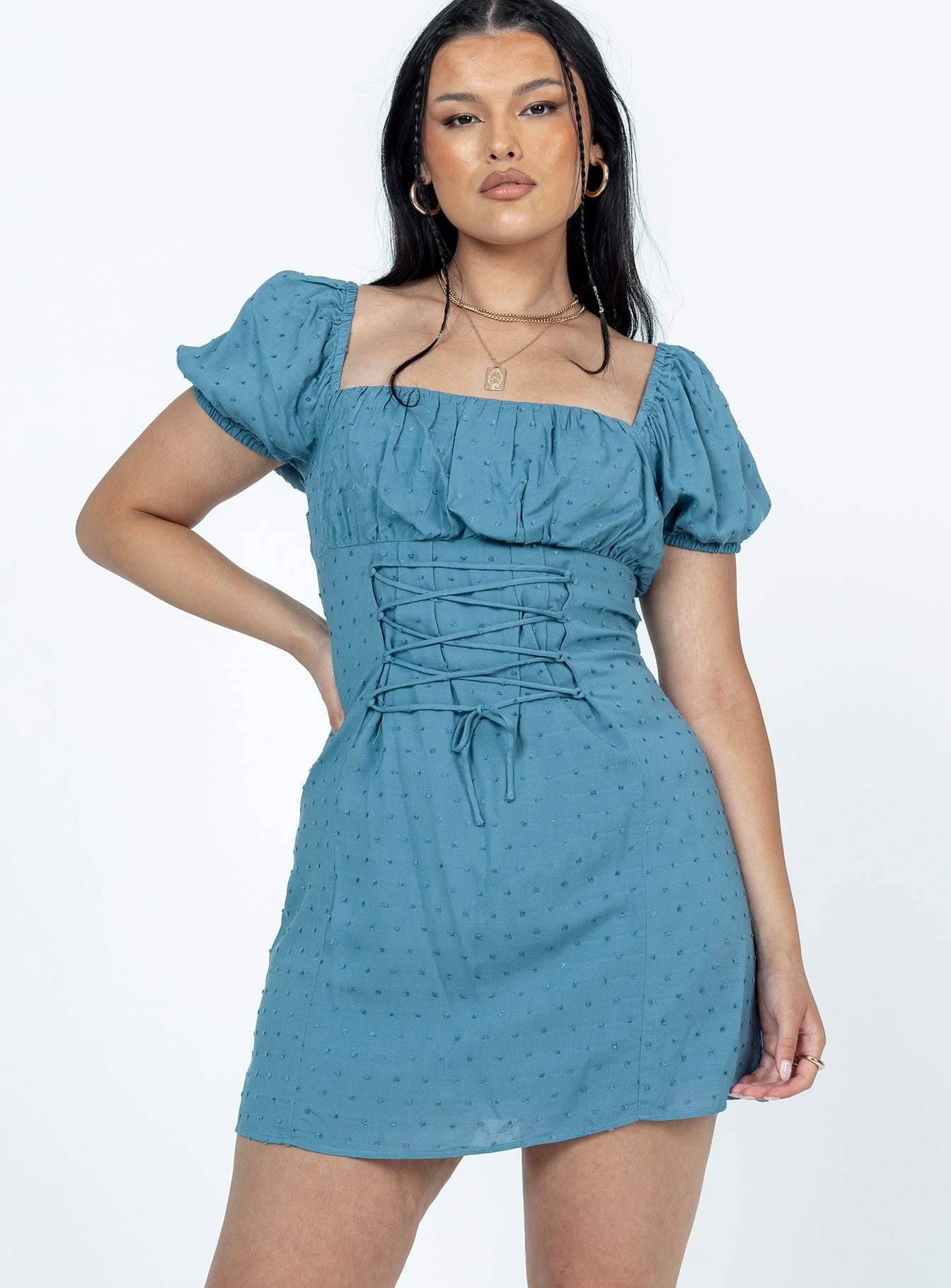 product Princess Polly Square Neck  Fauci Mini Dress Navy