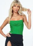 front view of model wearing Princess Polly Keanu Bodysuit Green Sleeveless straight 