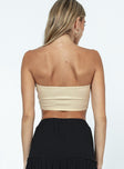 Strapless top Elasticated bust band  Rounded hem 