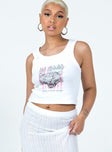 White cropped tank top Graphic print 