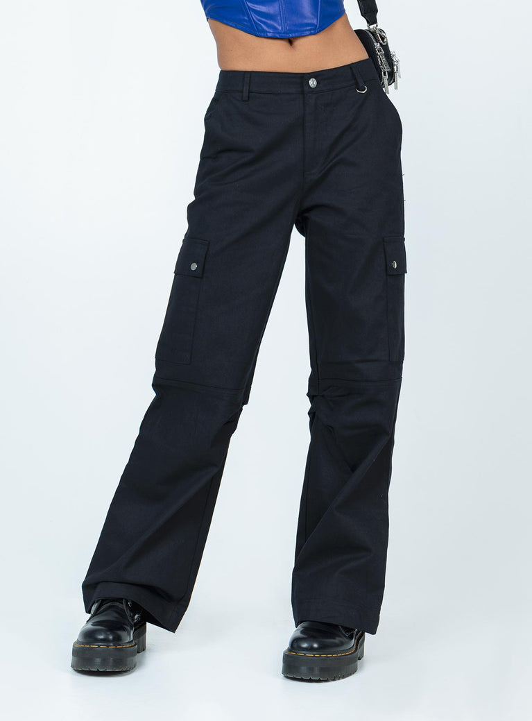 Pockets For Women - Limited Collection Curve Black Cargo Trousers