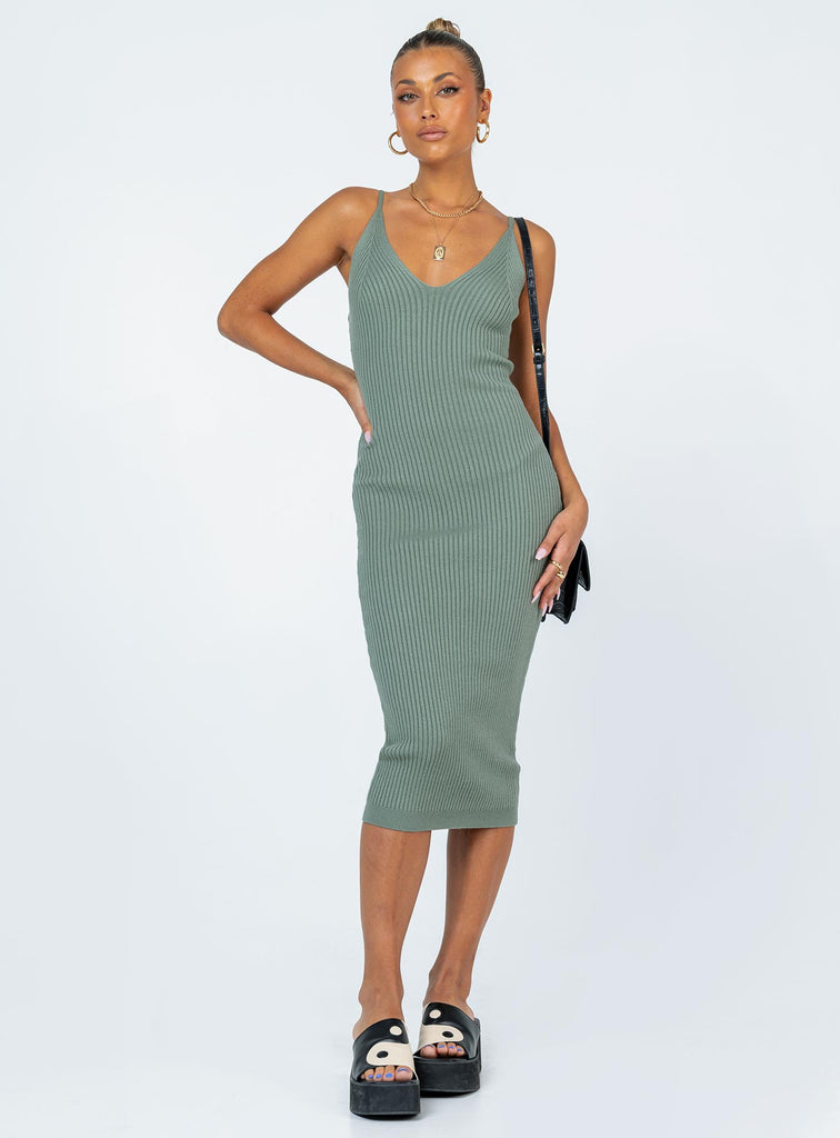 Oxford Midi Dress Green