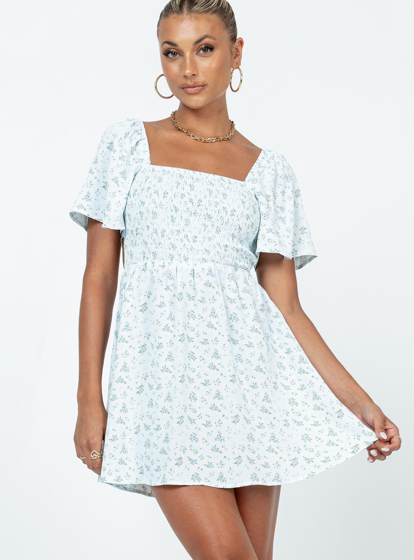 Summer Nights Mini Dress Blue Floral | Princess Polly Summer Nights Mini Dress Blue Floral | Princess Polly