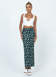 Front view of model wearing  front Knox Maxi Skirt Black Floral Princess Polly  Maxi 