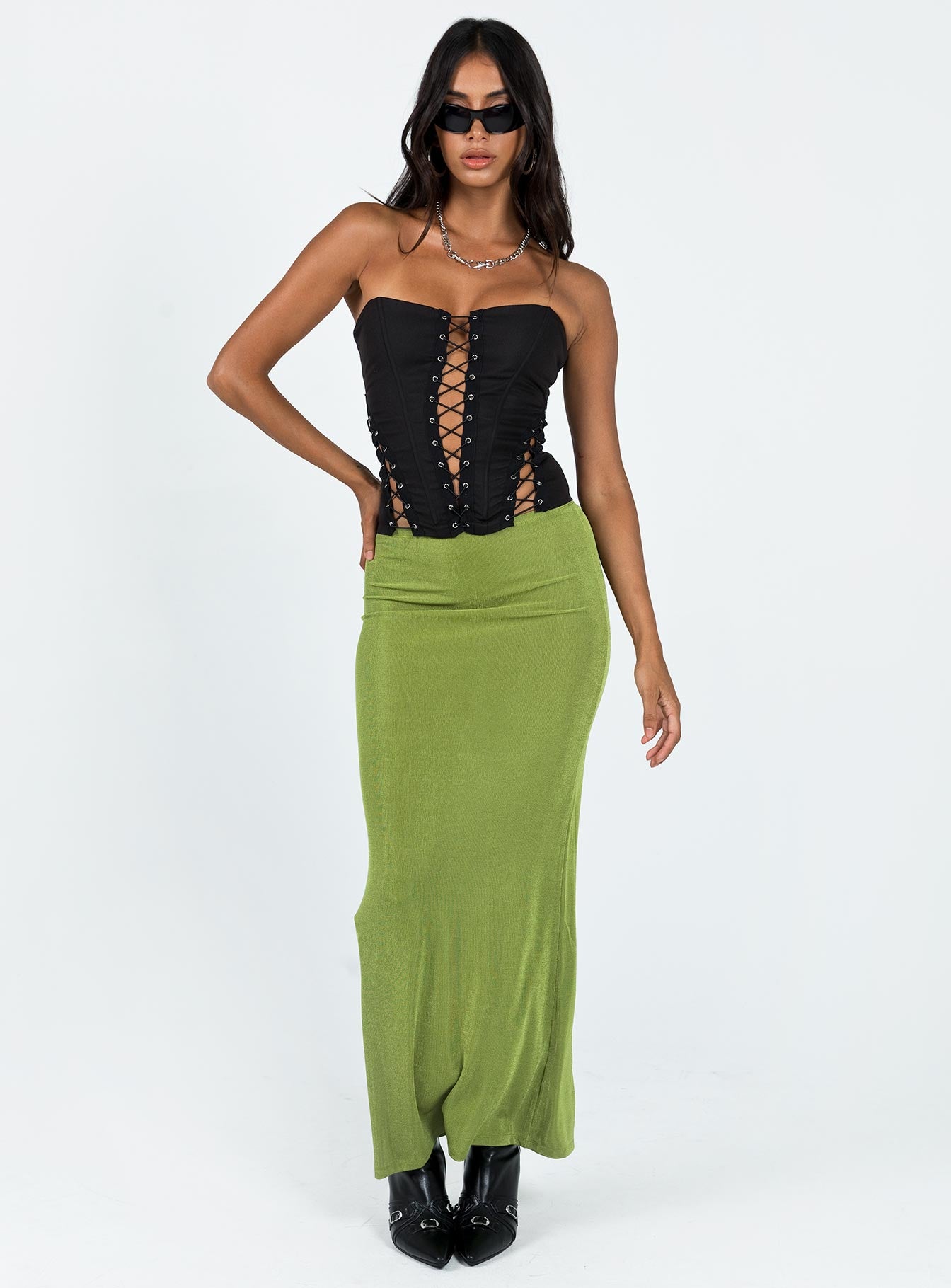 Harriette Maxi Skirt Green | Princess Polly Harriette Maxi Skirt Green | Princess Polly