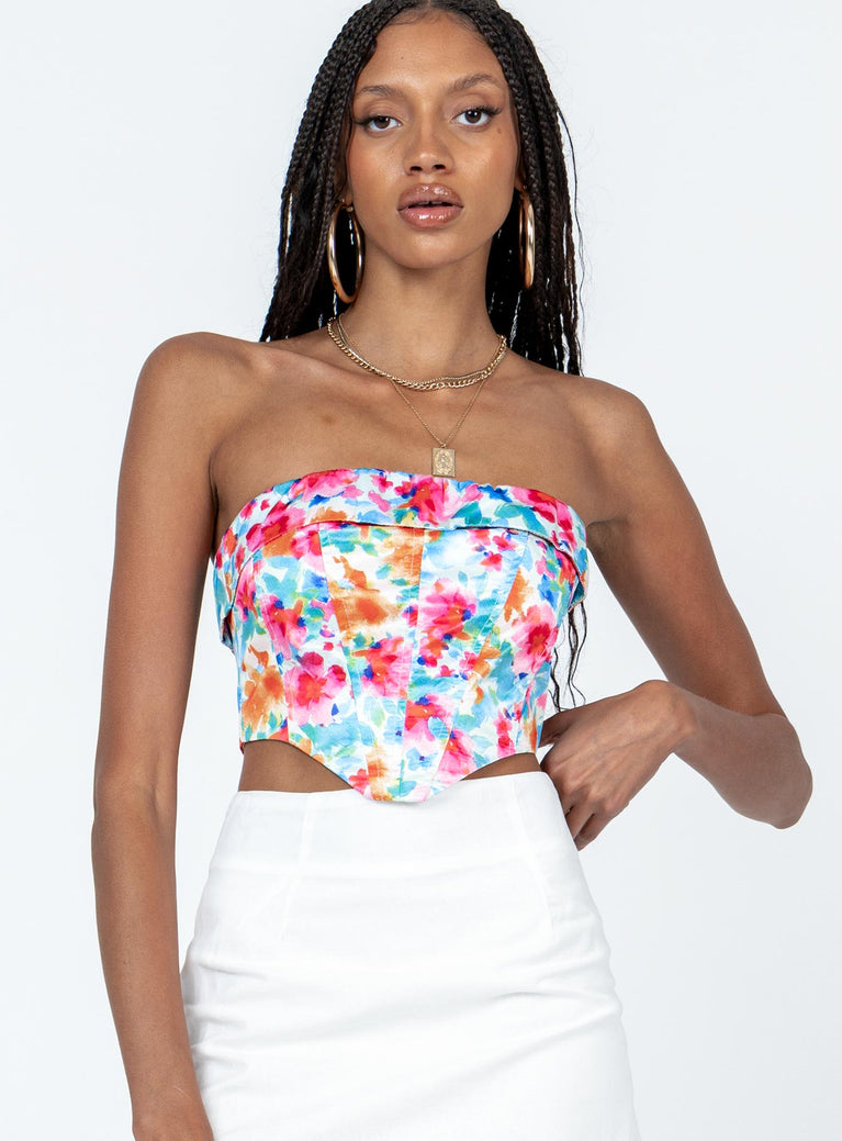 Perabo Strapless Top Floral