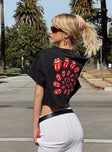 Rolling Stones Many Tongues Crop Tee Black