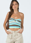 Top Knit material Striped design Twist at bust Keyhole cut out Good stretch