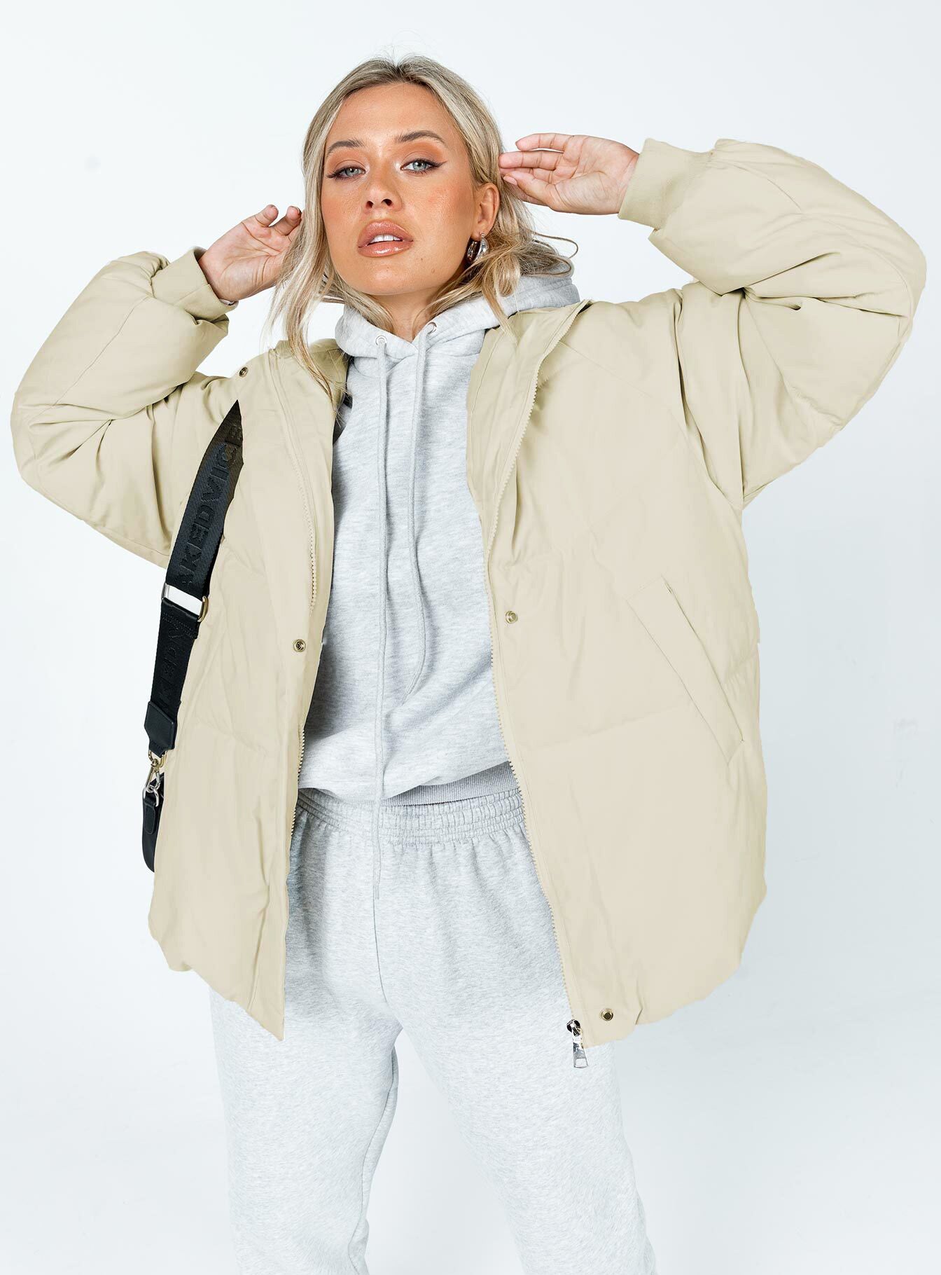 Jersey hooded hot sale puffer jacket