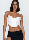 front view of model wearing Princess Polly Wendell Top White Sleeveless Sweetheart 