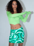   front view of model wearing Princess Polly Tuscany Mini Skirt Green 