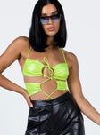 front view of model wearing Princess Polly Doja Bodysuit Green Sleeveless Sweetheart 