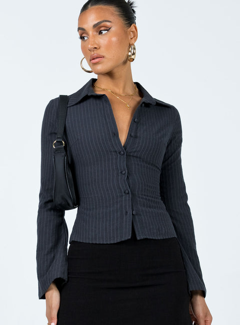 Anni Pinstripe Shirt | Black | Womens Anni Pinstripe Shirt | Black | Womens